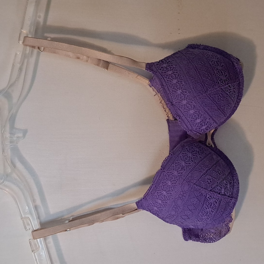 32C Purple Aerie Harper Crochet Lace Push-up Bra